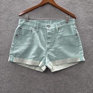 Levi's 501 Women Shorts W32 Light Blue Cuffed 3" Inseam‎ Logo